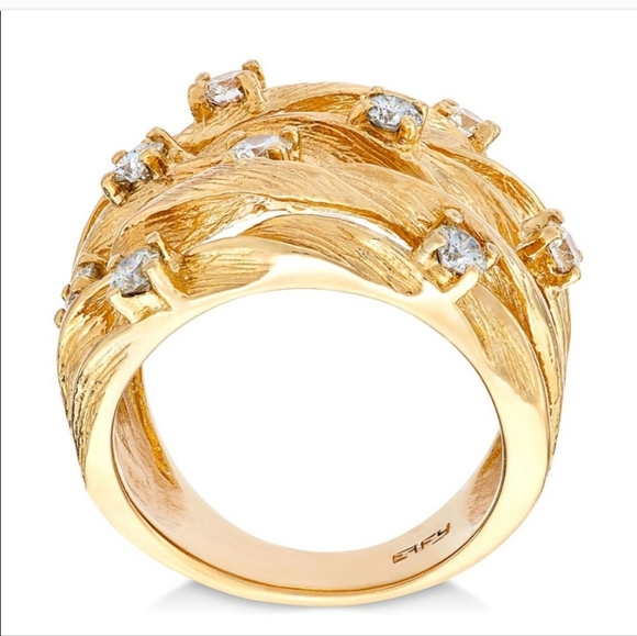 D’Oro by Effy Diamond Woven Ring (1 carat) in 14k Solid Gold - Picture 2 of 7